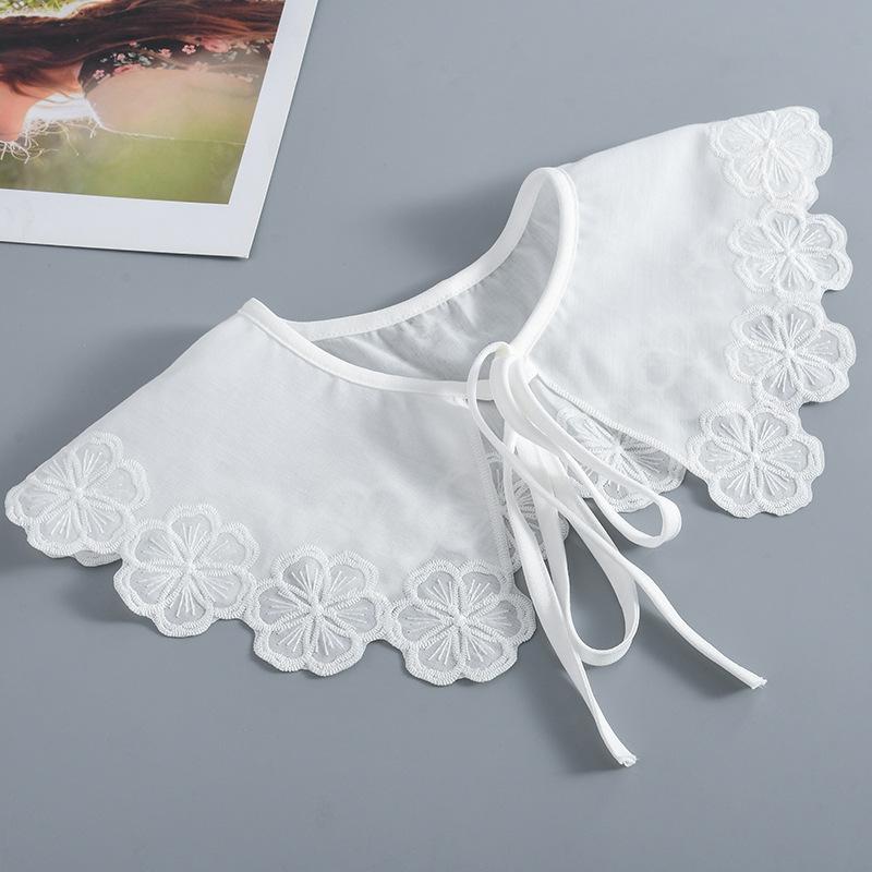 Fashion Women Girls Lolita Doll Shawl Fake Collar Embroidery Necklace Lapel Blouse Shoulder Wrap Short Capelet False Collar
