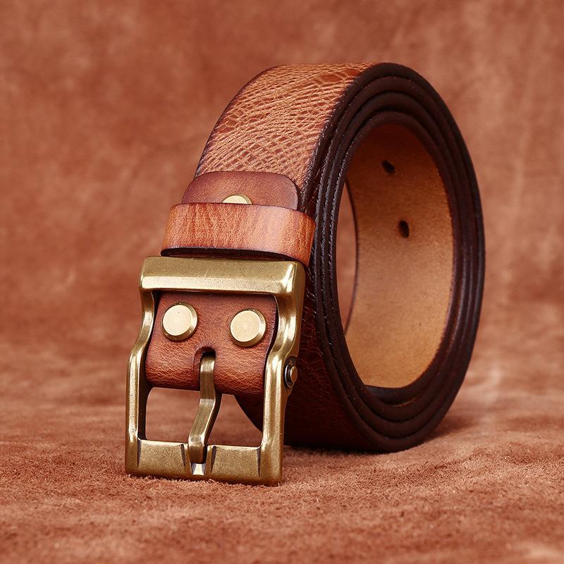 Ремень из натуральной кожи с тиснением в стиле ретро с рисунком чешуи дракона, первый слой, мужской, универсальный, повседневный, из натуральной кожи