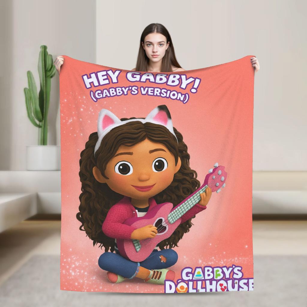 G-Плюшевый плед Gabby’s Dollhouse, Теплый Мягкий Плед, Детский Плюшевый Плед с Принтом, Фланелевое Покрывало для Дивана, Кровати, Покрывало для Дивана-Кровати