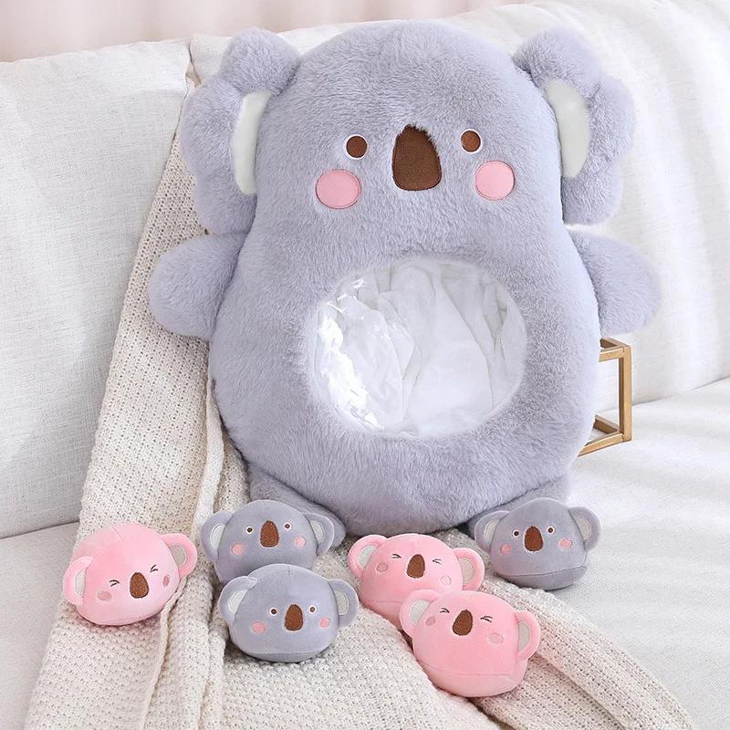 Cute Cartoon Animal Plush Pillow with Small Toys Inside Soft Stuffed Sofa Cushion Home Decor Birthday Gift for Kids