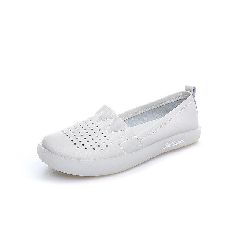 Женские летние дышащие лоферы с вырезами из натуральной кожи на мягкой подошве, плоская обувь для беременности, доступны большие размеры