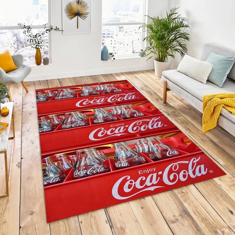 Красный Черный Брызги Логотип Coca Cola Нескользящий Коврик для Пола Ретро Винтажный Бренд Напитков Моющийся Внутренний Ковер для Гостиной Спальни