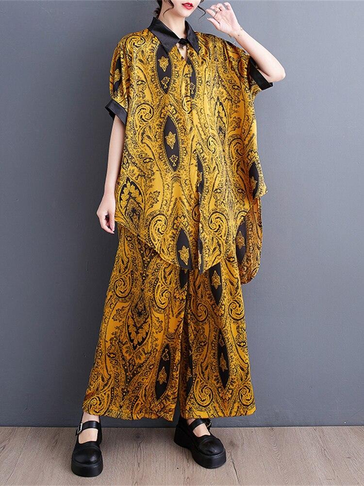 Xitao Новые женские комплекты из двух предметов с принтом и брюками WLD11383