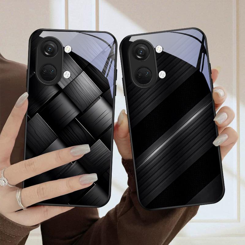 Темная геометрическая текстура Для OnePlus Nord CE 2T 2 3 Lite N20 N30 6T 7 7T 8 8T 9 10 Pro 11R 12R 13R Ace 2V 5 Pro Стеклянный чехол для телефона
