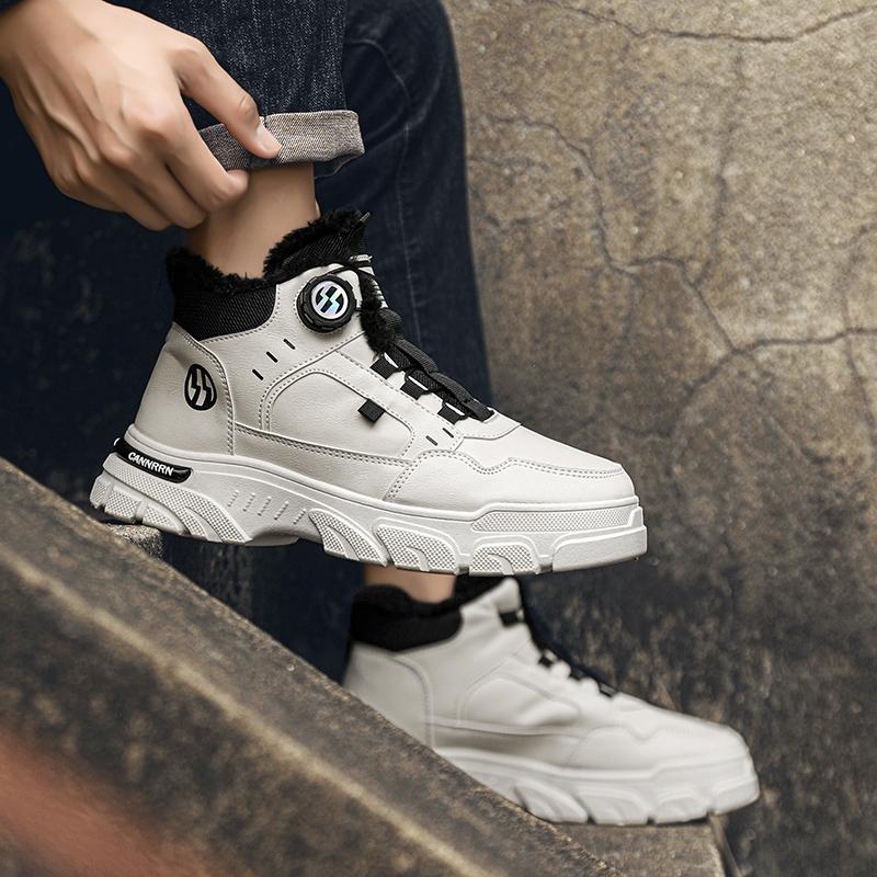 Весенние мужские высокие ботинки на платформе, уличные ботинки для защиты от холода, модные рабочие ботинки с вращающимися пуговицами для мужчин