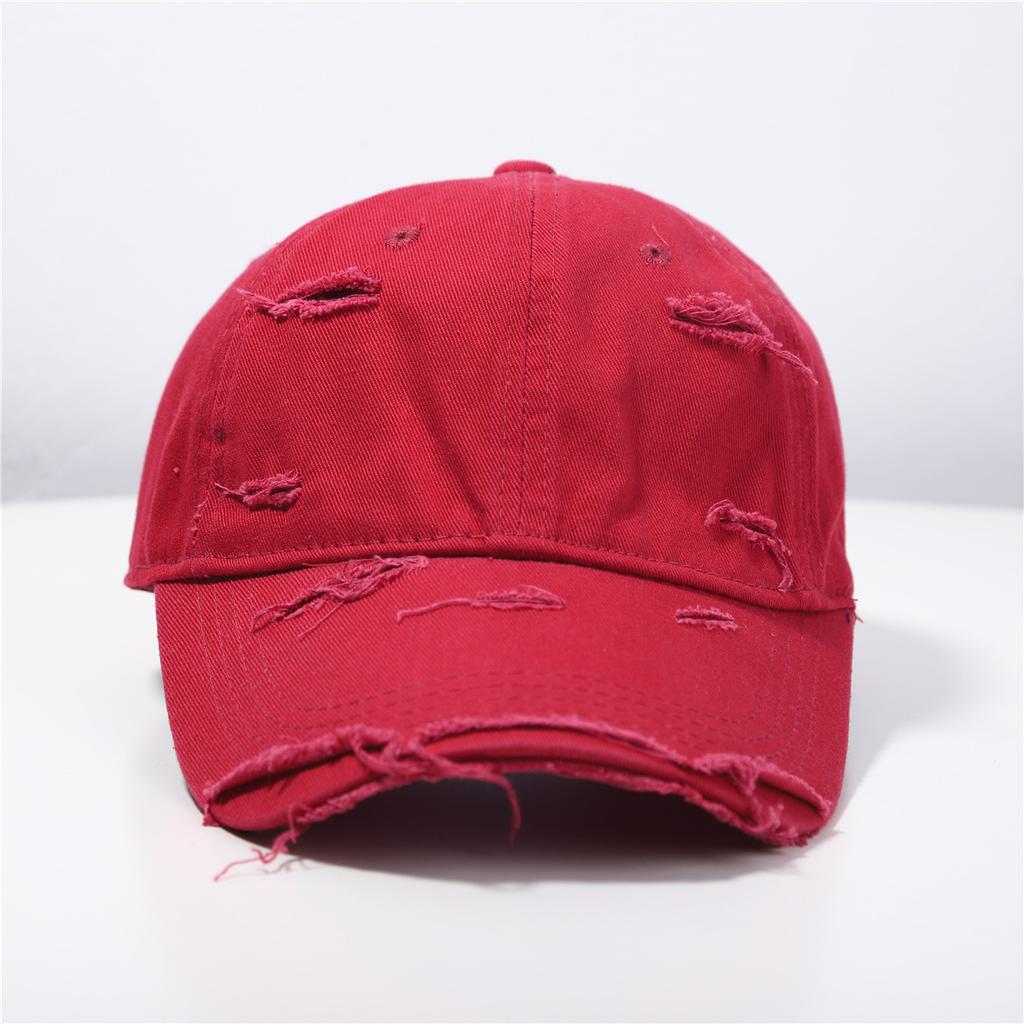 Baseball Cap Women's New Spring and Summer Versatile Soft Top Hip Hop Baseball Cap Outdoor Student Retro Personality Ripped Sun Hat