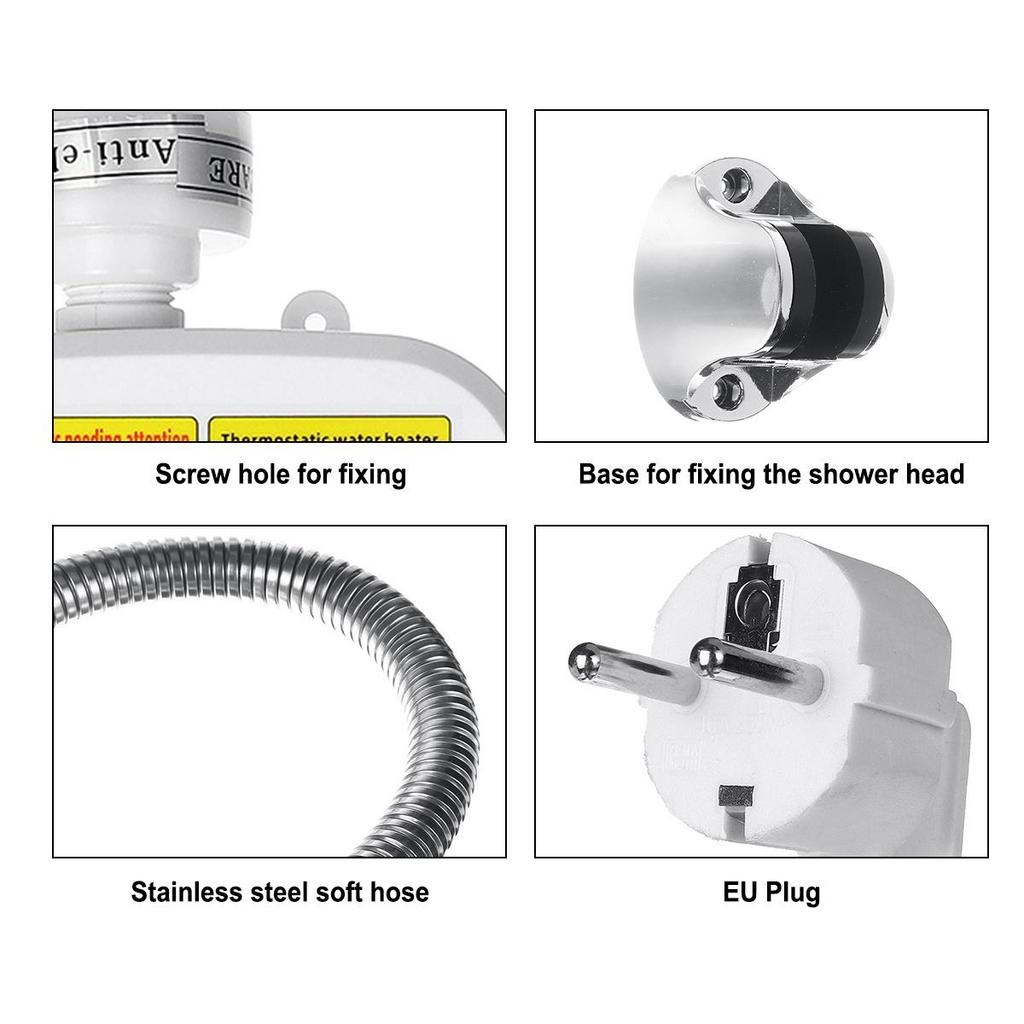 2S Heating Water Heater Shower3500W 220V/110V Bathroom Kitchen Instant Tankless Electric Water Heater Temperature Display