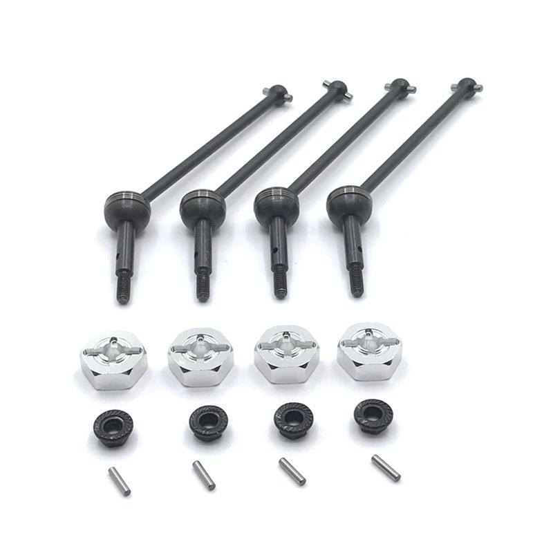 Upgrade Front&R Propshaft 12mm Adapter For Wltoys 144001 02 144010 124016 124017 18 19 RC Car Part Metal CVD Black Driver Shaft