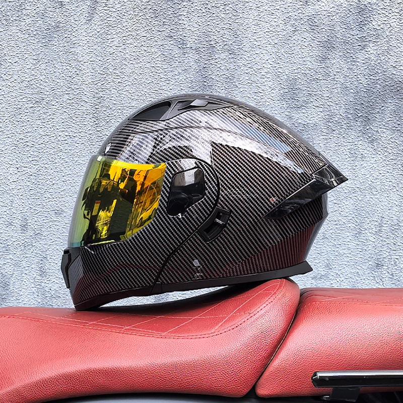 Small Shell Helmet Peel-off Helmet Motorcycle Helmet Locomotive Double Lens Men's and Women's Four-season Motorcycle Cruise Helmet Large