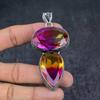 Natural Bi-Color Tourmaline 925 Sterling Silver Jewelry Pendant 3.31" E0b20