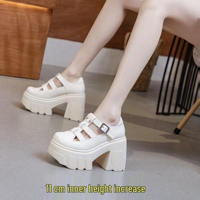 Женские кожаные сандалии в римском стиле 2025 года на толстом каблуке и платформе