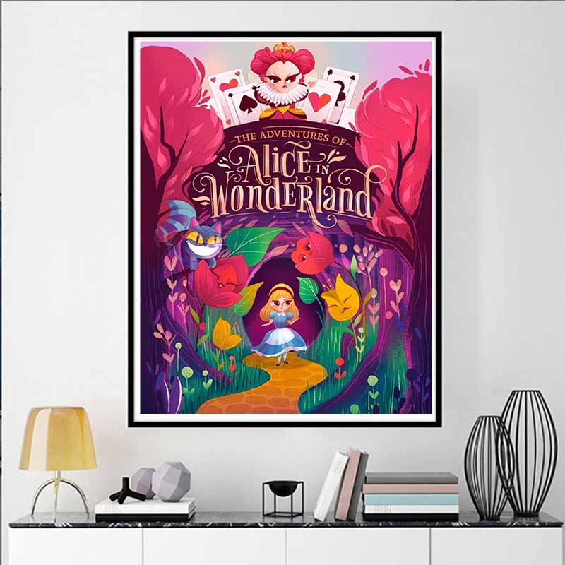 Disney Алмазная мозаика Алиса в Стране Чудес Сказочная Иллюстрация Мозаика Вышивка Создание Изображений Алмазная Живопись Вышивка Крестом Домашний Декор 5D Сделай Сам