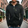 Casual Lightweight Outerwear Men Zip-up Hoodie, Athletic Hooded Jacket, Long Sleeve Sweatshirt Versatile Exercise Sports Jacket with Zippered Pockets