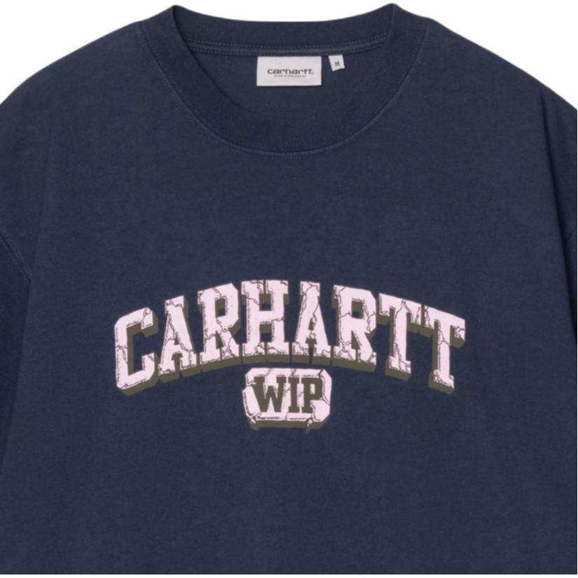 Carhartt WIP FW25 Весна/Лето Прочная футболка Свободная Выцветшая Винтажная Повседневная с Логотипом и Буквами с Коротким Рукавом Мужские Топы I036015-VQ-4G