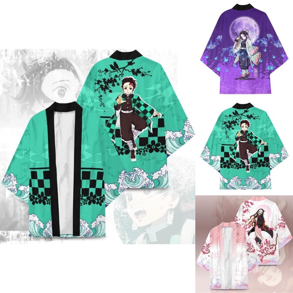 Demon Slayer Short Sleeve Cartoon Printed Top Cosplay Costume Xs-3xl