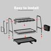 2-Tier Dish Drying Rack Kitchen Countertop Storage Rack with Cups Utensil Cutting Board Holder Kitchen Organizer Drainer