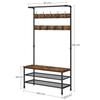 VASAGLE Coat Rack Stand, Large Coat Tree with 9 Hooks and Shoe Rack, Industrial Style, Multifunctional Hall Tree, Sturdy Steel Frame