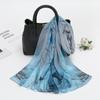 Spring and Summer Chiffon Printed Lotus Pond Moonlight Scarf, Thin Versatile Chiffon Sunscreen Neck Protection Small Yarn