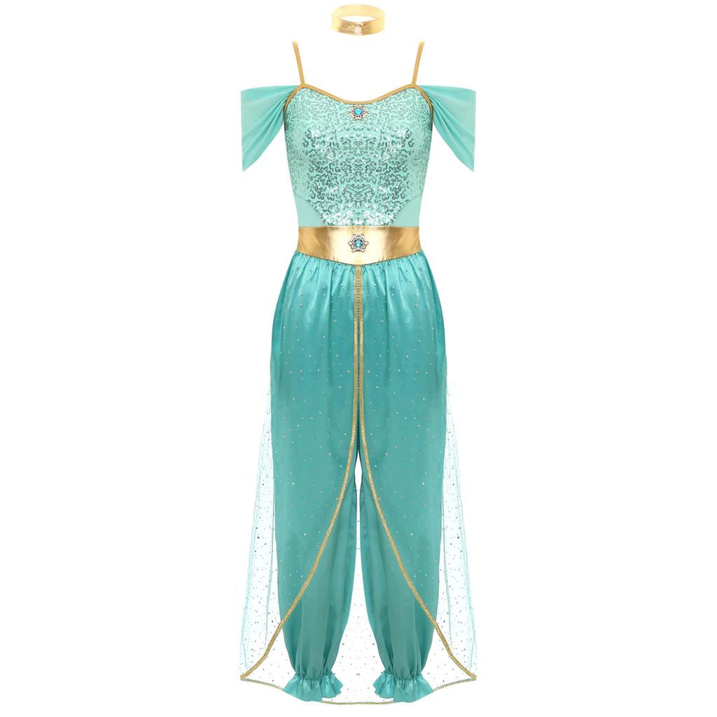 Женский костюм принцессы, комбинезон с блестками, длинные широкие брюки, карнавальный карнавальный костюм для вечеринки, танца, нарядное платье, наряд