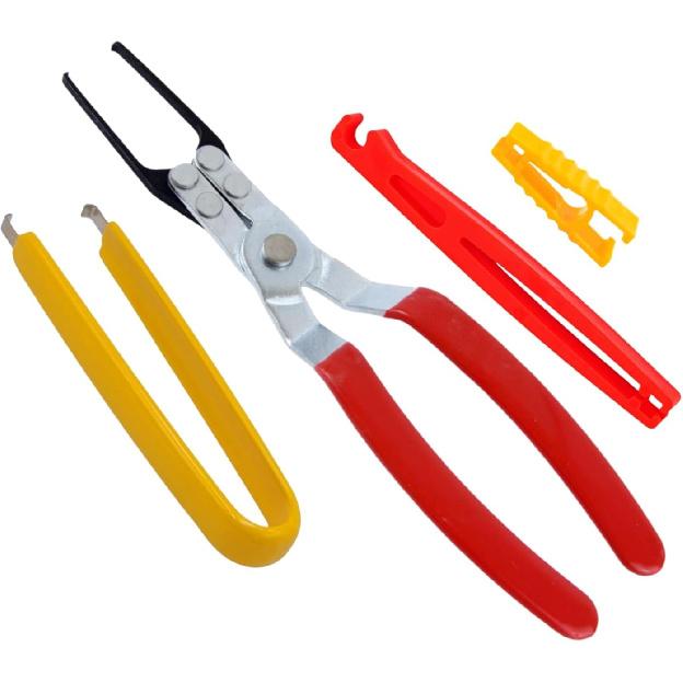 Relay & Fuse Puller Kit 4-Pc, Thin Jaw for Tight Engine Bay Fuse Box | 4-Pc: Forged Metal Relay Puller 9-1/16in + 304 Steel Fuse Puller, DIY Mechanic