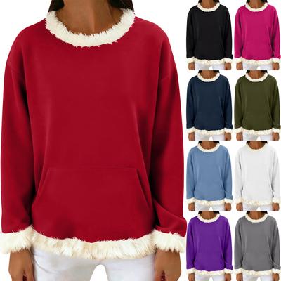 Женский повседневный однотонный свитшот без капюшона с длинными рукавами