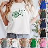 Женская повседневная футболка с принтом, пуловер с круглым вырезом, топ с короткими рукавами