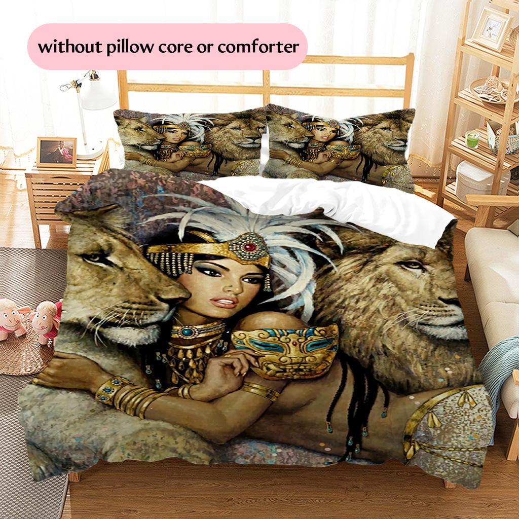 Постельное белье с рисунком «Король Лев» Домашний декор Подарок на день рождения (1 пододеяльник + 2 наволочки, без наполнителя)