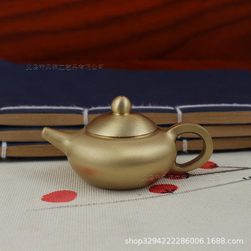 Латунная ручка, вращающийся дракон и феникс, мини-чайник для маджонга, медные изделия, подарок