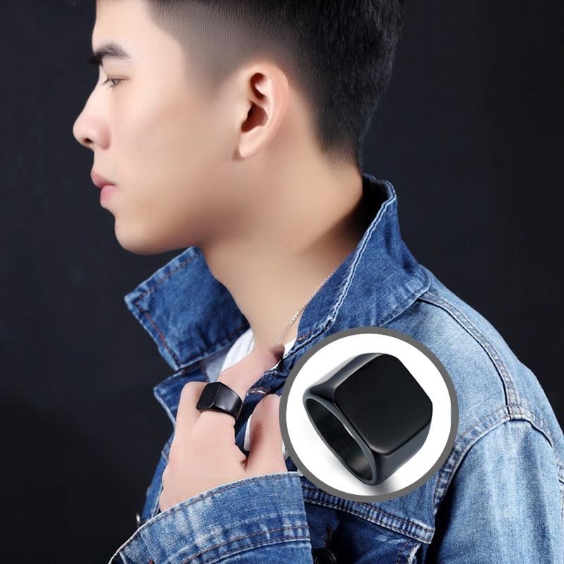 Мужские кольца, ювелирные изделия, простые украшения, кольца, квадратные, большой ширины, перстни, кольца из титановой стали, подарки, кольцо