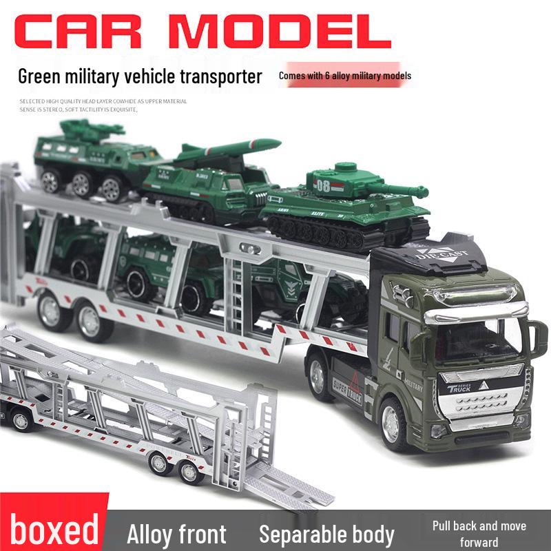 Children's Alloy Transport Toy: Pull-Back Fire Truck, Trailer, Tank & Excavator