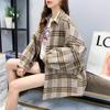 Твидовый жакет, рубашка в клетку, женская корейская версия, ретро, ​​гонконгский стиль, свободная рубашка для волос, женская