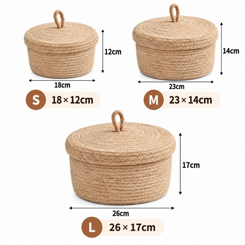 Round Storage Basket Dustproof Home Sundries Organizer Desktop Storage Box Books Clothes Makeup