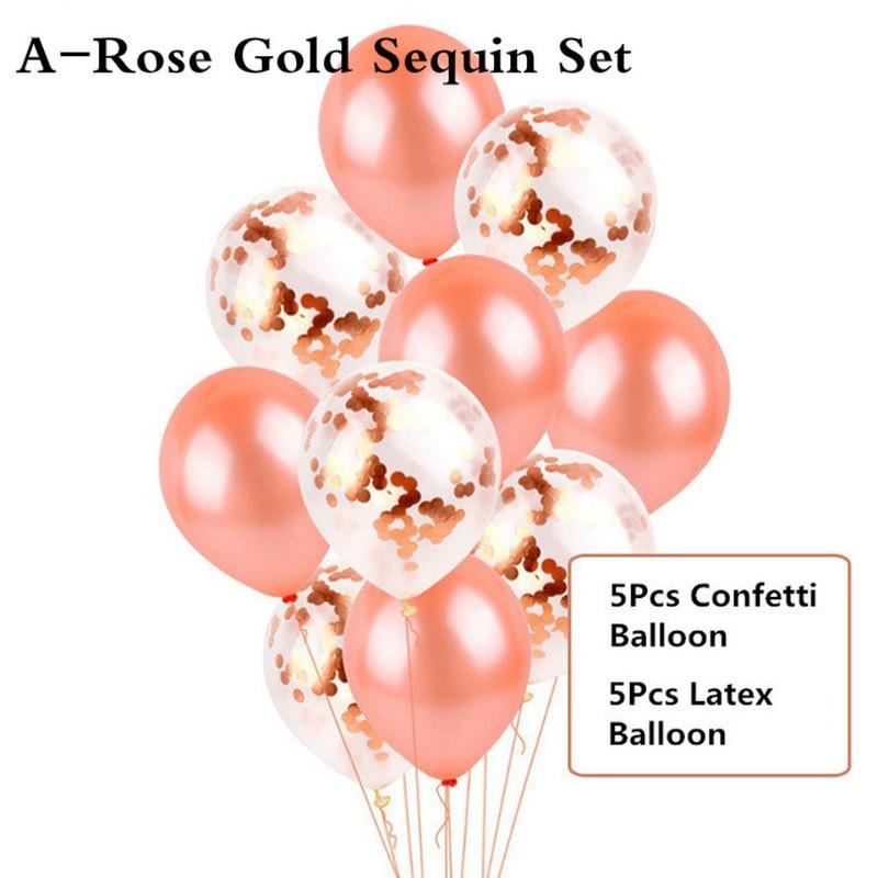 10/14/20 шт. праздничные шары с конфетти и пайетками розового золота, аксессуары, шары в форме сердца