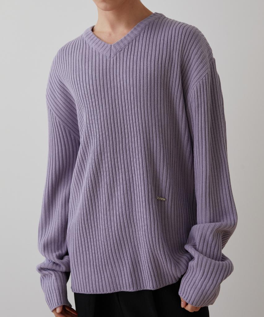 TRIP LE SENS Washable Basic V-Neck Knit_Purple