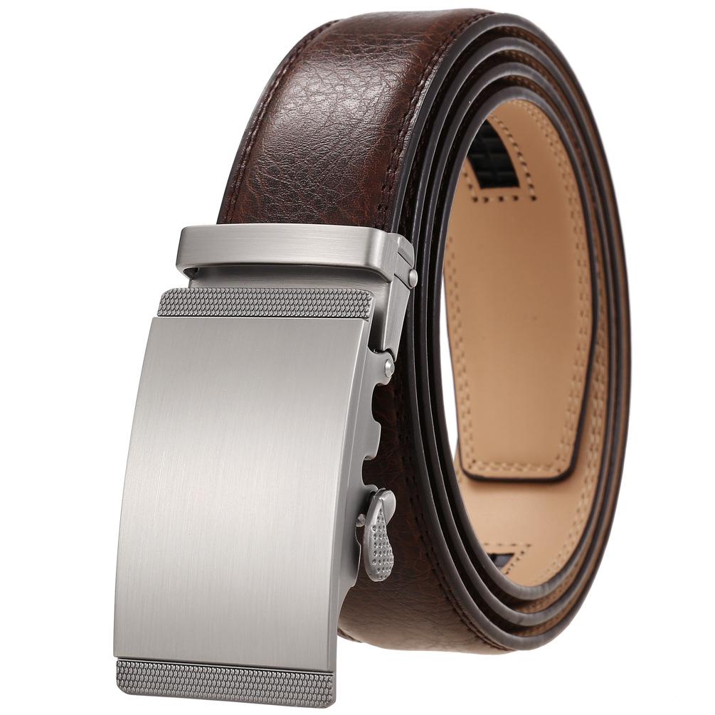 Ремень мужской двухслойный из коровьей кожи, автоматическая пряжка, мужской кожаный ремень Ly25-1050-1