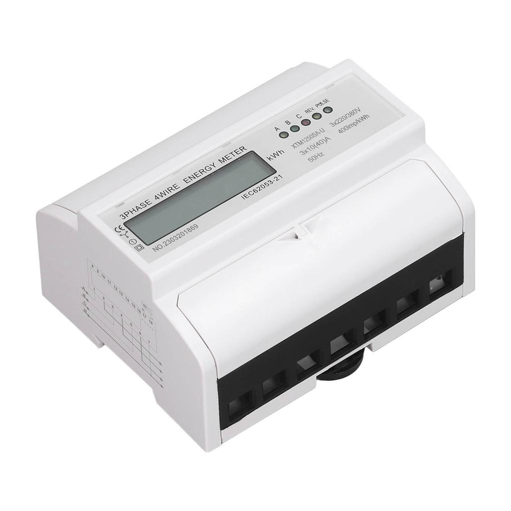 Счетчик электроэнергии 3-фазный 4-проводной ЖК-тестер электроэнергии DIN-рейка Измеритель тока напряжения мощности
