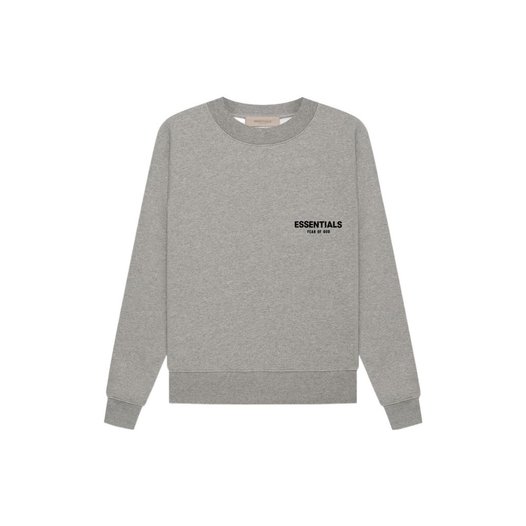 Fear of God Essentials Флисовая толстовка с круглым вырезом и вельветовым логотипом SS22 Унисекс Свитшот Темно-овсяный FOG-SS22-614