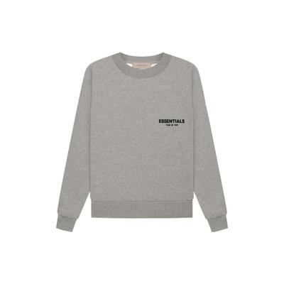 Fear of God Essentials Флисовая толстовка с круглым вырезом и вельветовым логотипом SS22 Унисекс Свитшот Темно-овсяный FOG-SS22-614
