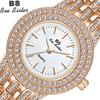 BEE SISTER BS Ladies Full Diamond Wrist Watches Dress Gold Watch Women Crystal Diamond Watches Stainless Steel Silver Quartz Watches FA1578
