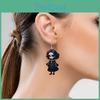 Black Themed Halloween Skull Rose Girl Four Pattern Women Earrings Acrylic