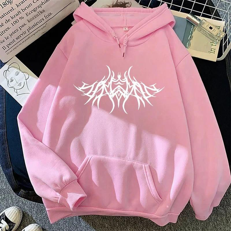 Sporty Casual Printed Hooded Sweatshirt Women Loose Fit Outfit