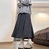 Grey Glutinous Rice Skirt Women Spring Autumn High Waist Slimming A-Line Midi Knit Skirt