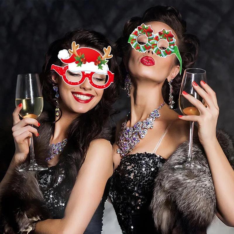 Creative Christmas Decorative Paper Glasses Gingerbread Man Santa Claus Reindeer Eyewear New Year Party Photoshoot Props