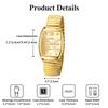 Парные часы из золота 3ATM Водонепроницаемые из нержавеющей стали Римский алфавит Аналоговый дисплей Парные часы Кварцевые часы Бриллиант Золотой подарок на день Мужской ремешок -