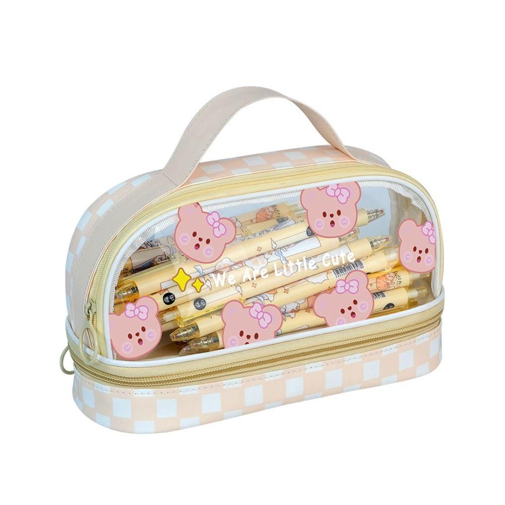 Прозрачная сумка для ручек из ПВХ, сумка для хранения ручек, милый органайзер для канцелярских принадлежностей для студентов