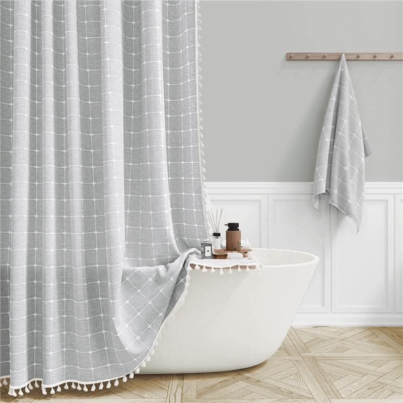 7.5cm Square Tassel Shower Curtain Home Bathroom Square Partition Curtains Waterproof Shower Curtains
