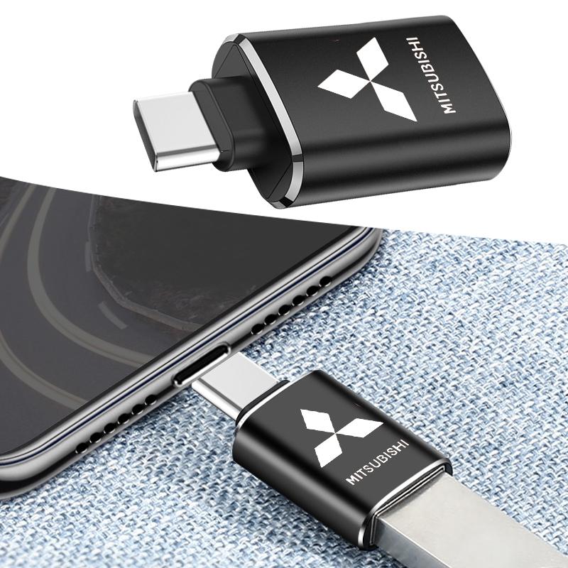 uldf10 1Pcs Car Usb Type C Cable Converter Charging Adapter Car for Mitsubishi Lancer Ralliart 10 9 EX Outlander 3 ASX Center Hub Cap
