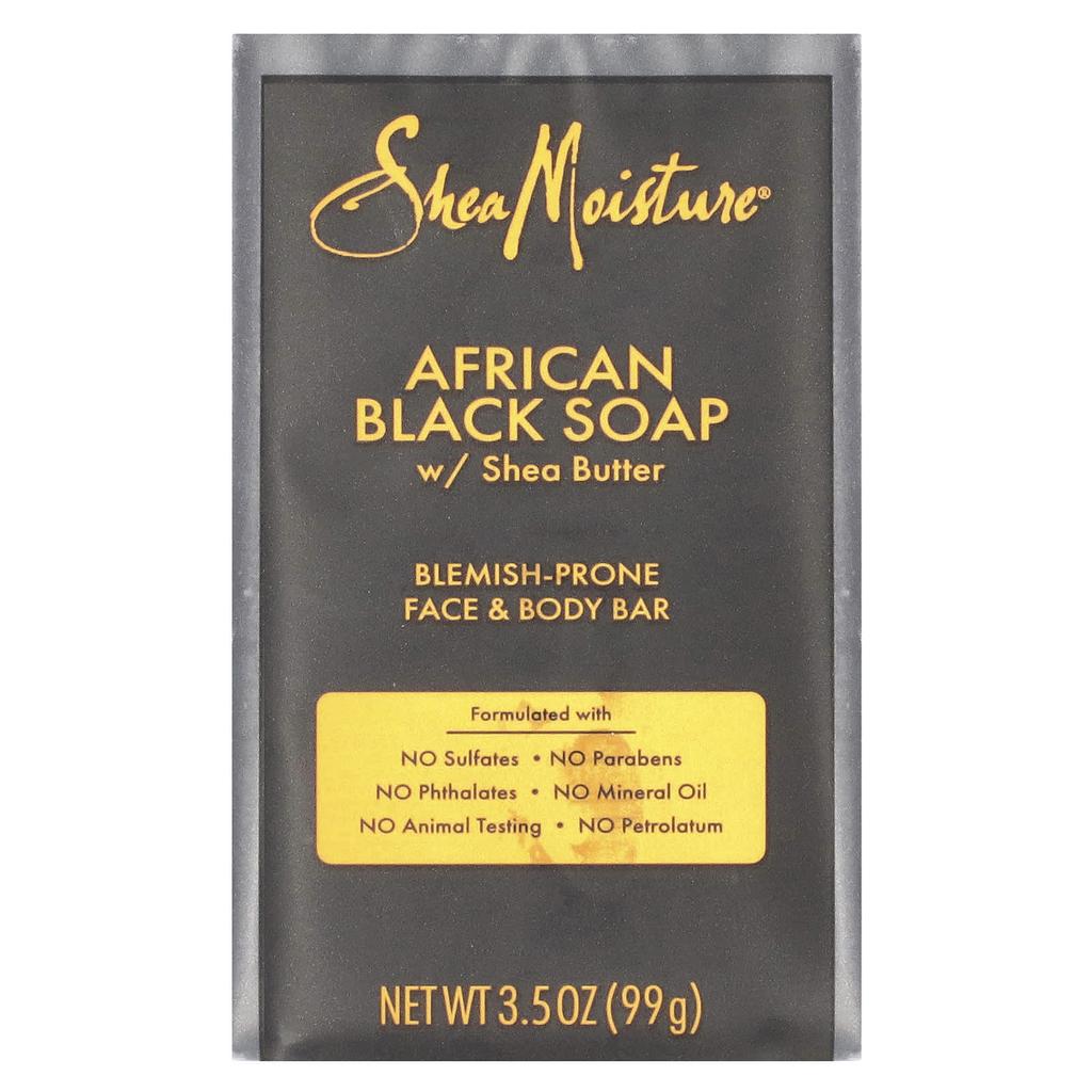 Face & Body Bar for Acne Skin, African Black Soap with Shea Butter, 99G(3.5Oz)
