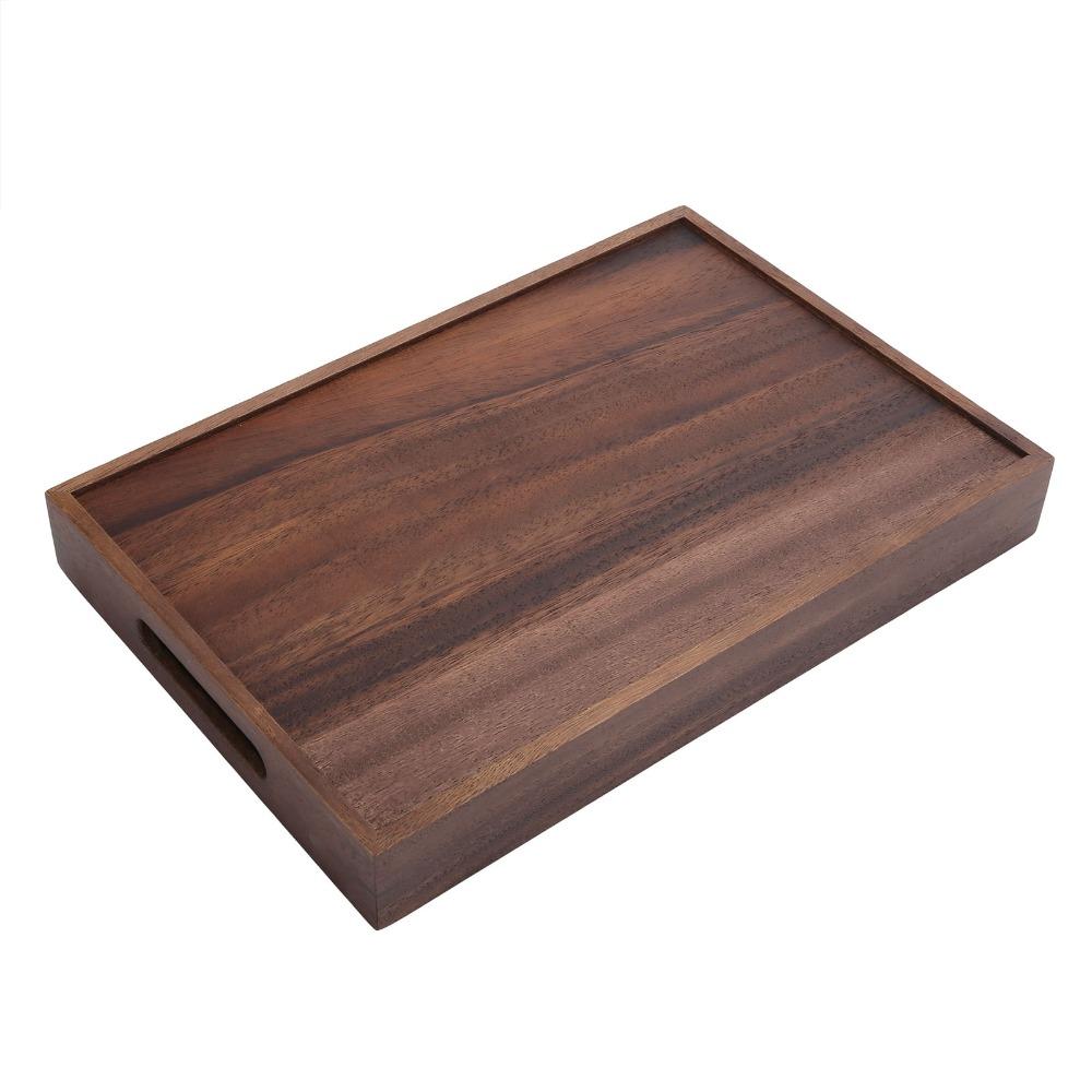 Polished Fruit Tray Wooden Coffee Serving Tray Multi Functional Decorative Platter Home Storage