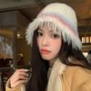 Color Dopamine Plush Bucket Hat Women's Autumn and Winter New Models Show Small Face Warm Versatile Sweet Knitted Basin Hat